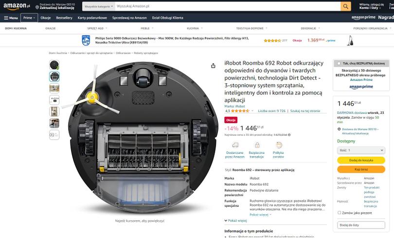 iRobot Roomba przeceniona o 232 złote na Amazon