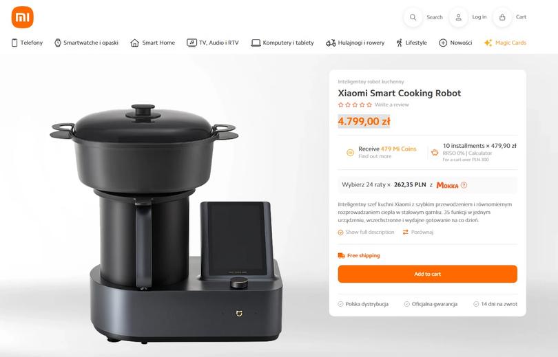 multicooker Xiaomi Smart Cooking Robot w oficjalnym sklepie