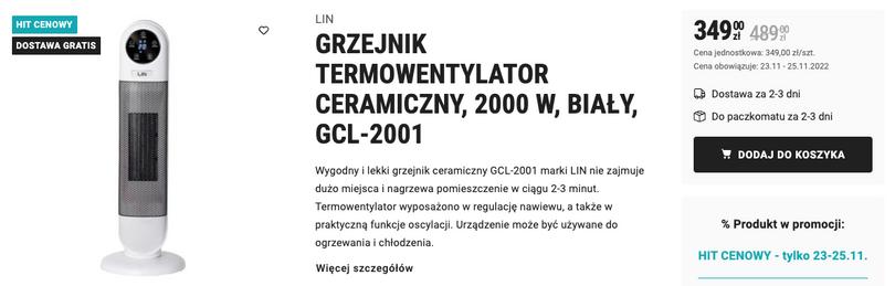 Grzejnik ceramiczny GCL-2003