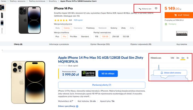 iPhone 14 Pro MAX historia cen