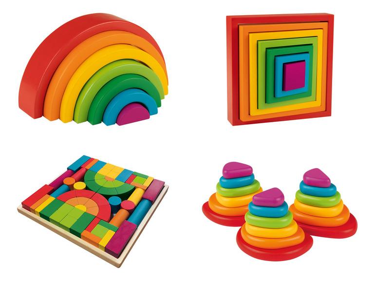 Playtive Drewniana układanka Montessori w kolorach tęczy