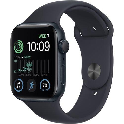 Męski smartwatch Apple Watch SE 2 gen w kolorze czarnym na białym tle.